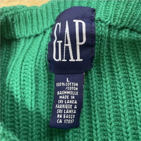 GAP Sweater Womens L Chunky Ribbed Colorblock Striped Green Blue White Knit  L - Picture 10 of 16